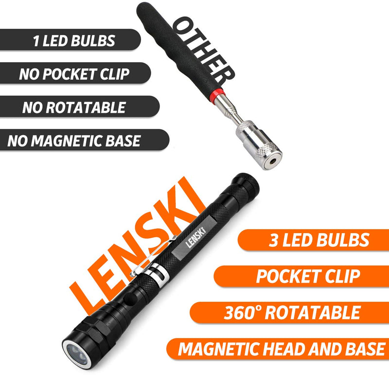 Lenski Gifts for Men, Mens Gifts for Dad, Gadgets for Men, Birthday Gifts for Him Telescopic Magnetic Pickup Tool with LED, Secret Santa Gifts for Men, Christmas Gifts for Him,Stocking Fillers for Men