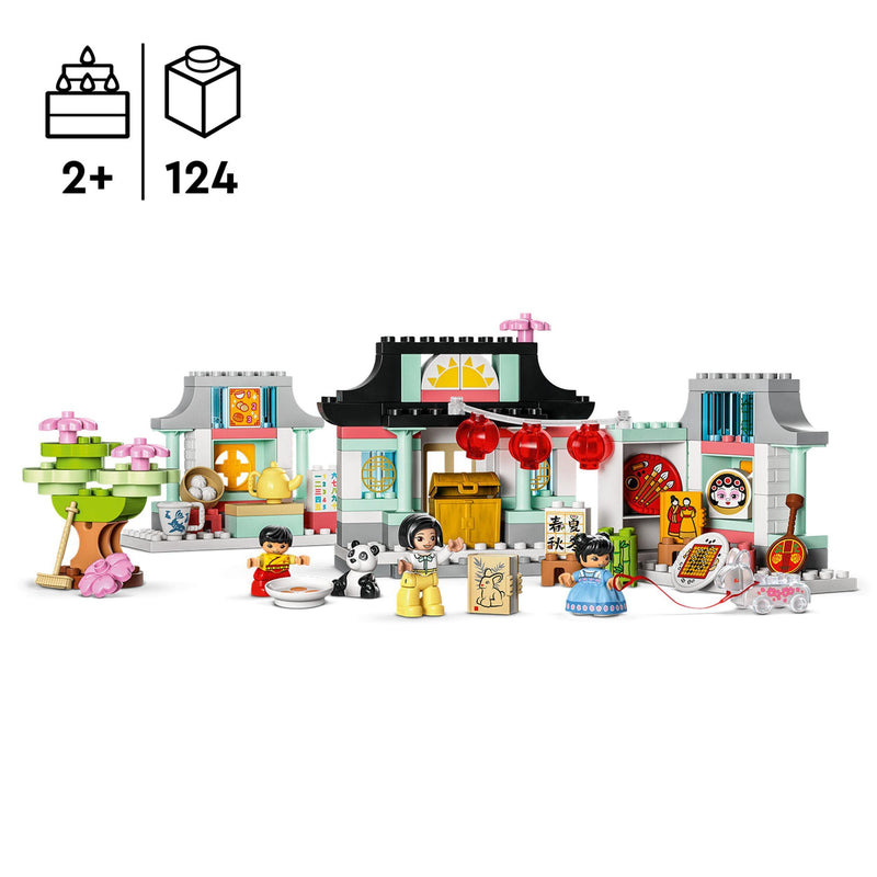 LEGO DUPLO Town Learn About Chinese Culture 10411 Educational Building Toy Set; Includes Chinese Food Toys, a Panda and 3 Family Figures for Kids Aged 2 and over (124 Pieces)