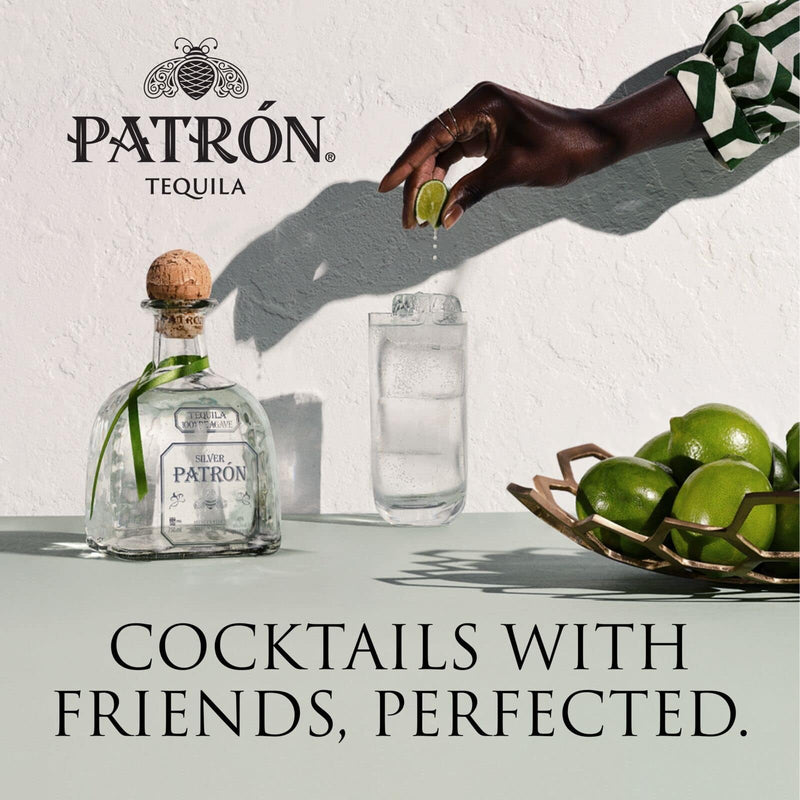 PATRÓN Silver Premium Tequila and Cocktail Shaker with Gift Box, Made from the Finest 100% Weber Blue Agave, Handcrafted in Small Batches in Mexico, 40% ABV, 70cl / 700ml