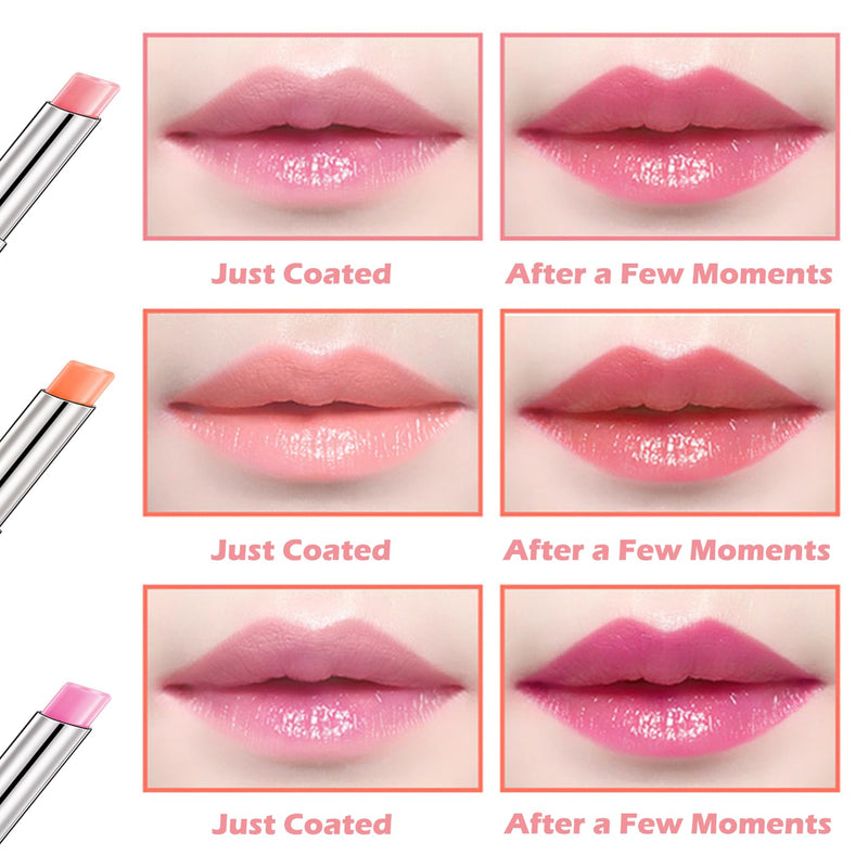 3Packs Colour Changing Lip Balm, Tinted Lip Balm Jelly Lipstick Nutritious Moisturizer Lip Balm Natural Lip Protection Lip Repair Gifts For Teenage Girl (3pcs) - Gift Guide