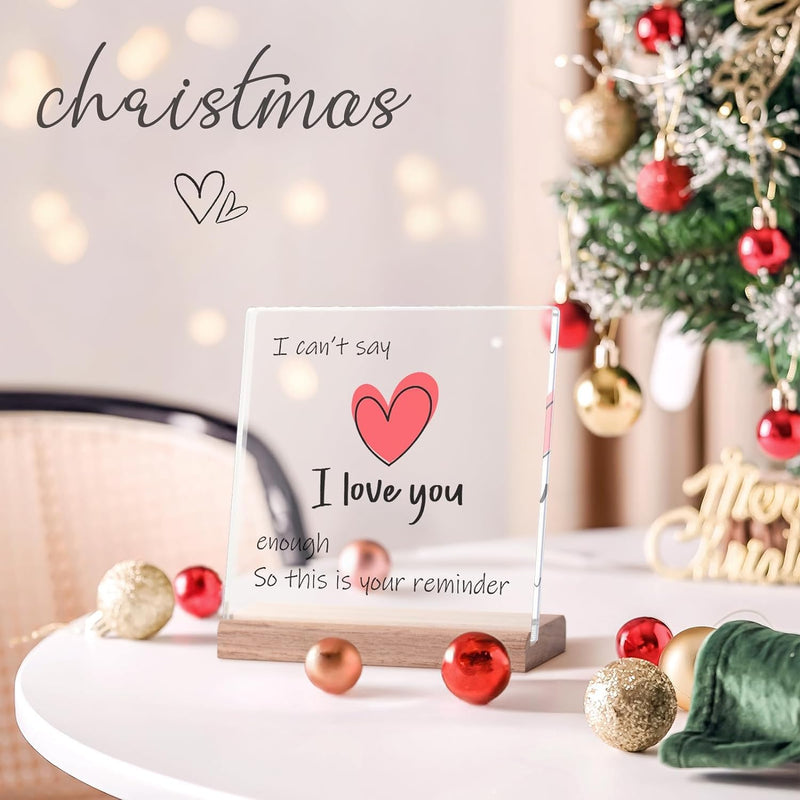 I Love You Gifts for Her Him,Valentines Day Gifts for Girlfriend Wife,Christmas Birthday Wedding Anniversary Keepsake Loving Acrylic Plaque Gifts for Boyfriend Husband Miss You Gifts(LOVE YOU)