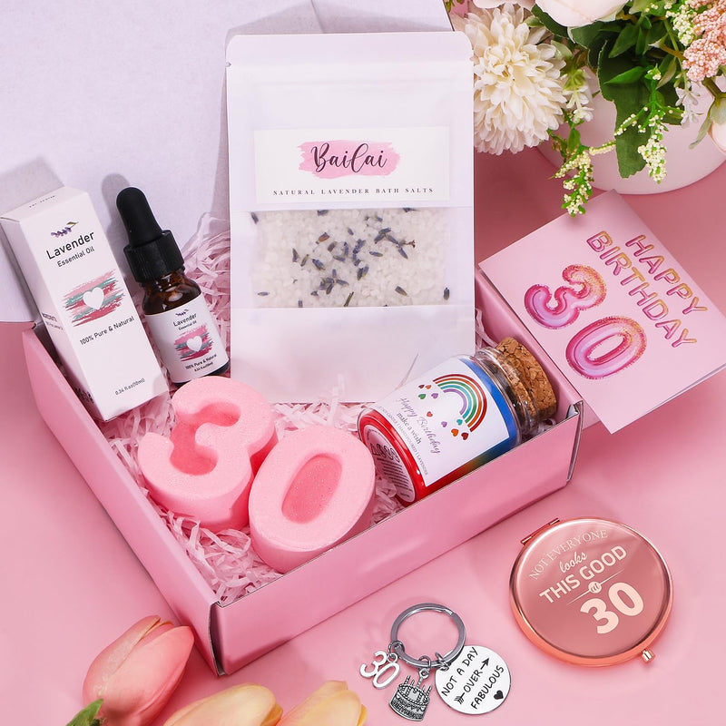 Bath Set 30th Birthday Gifts for Women, Unique Skin Care Happy 30th Birthday Hampers for Her Pamper Gifts Basket for 30 Year Old Women, Female 30th Birthday Presents Ideas for Women Best Friend Sister