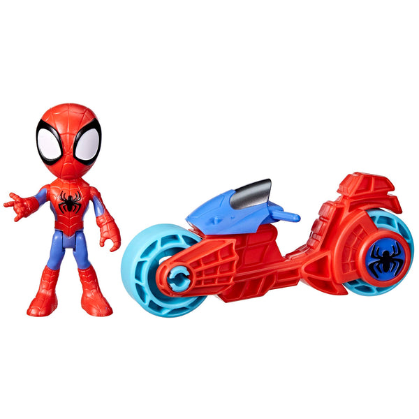 SPIDEY AND HIS AMAZING FRIENDS Marvel, Spidey Action Figure, Toy Motorcycle, Toys for 3-Year-Old Boys and Girls and Up, Red, Blue