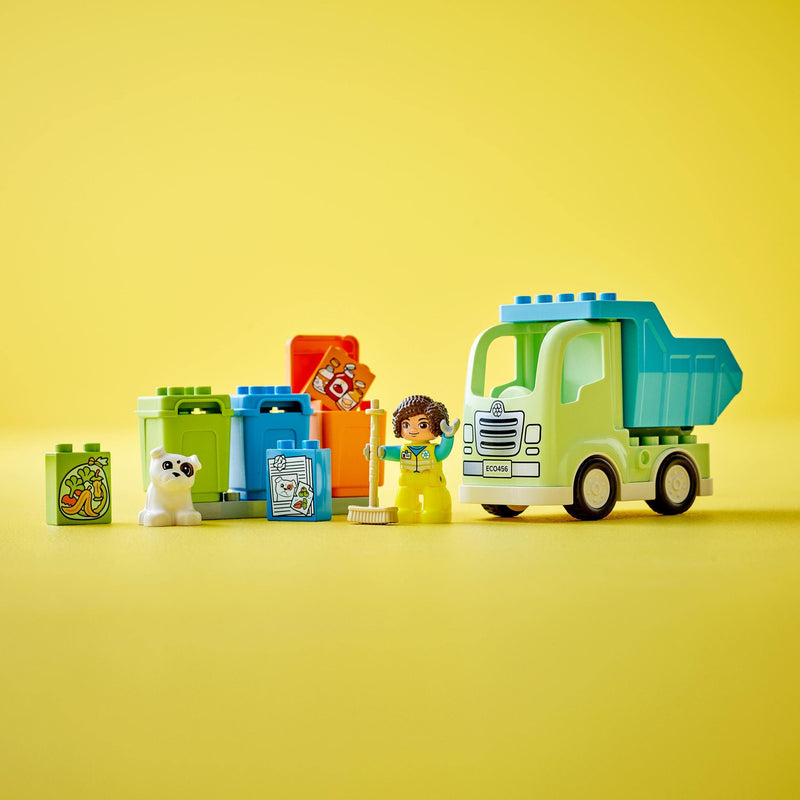 LEGO DUPLO Town Recycling Truck Bin Lorry Toy, Learning and Colour Sorting Toys for 2+ Year old Toddlers and Kids, Develop Fine Motor Skills Set 10987