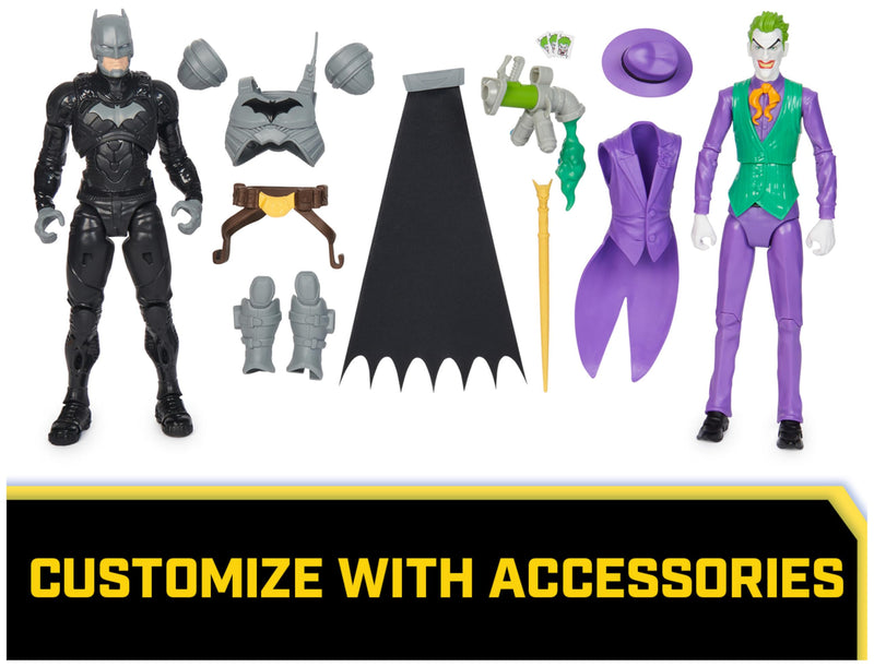 DC Comics, Batman Adventures, Batman vs The Joker Action Figures Set, 2 Figures, 12 Armour Accessories, 30-cm Super Hero Kids’ Toy for Boys and Girls