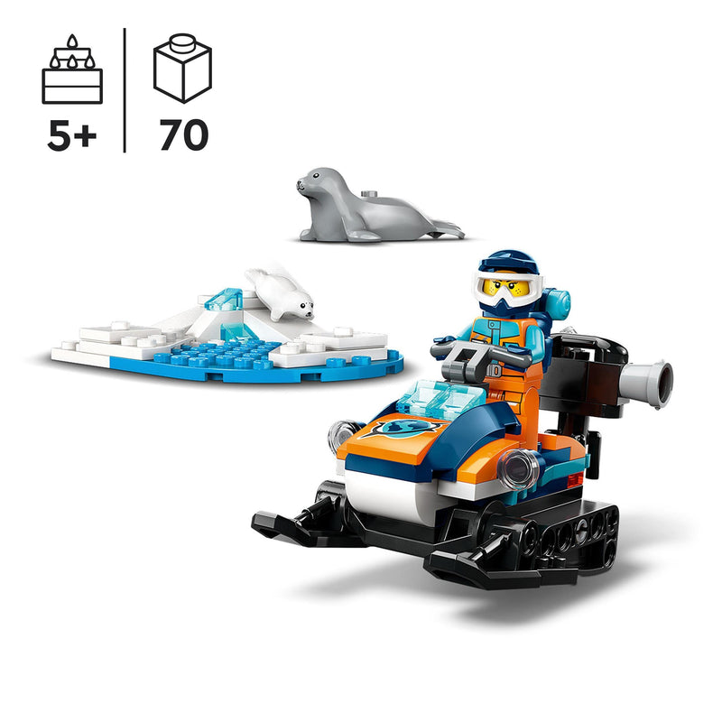 LEGO City Arctic Explorer Snowmobile Toy for Kids 5+ Year Old, Vehicle Construction Set with Seal Figures and Explorer Minifigure, Small Gift Idea 60376