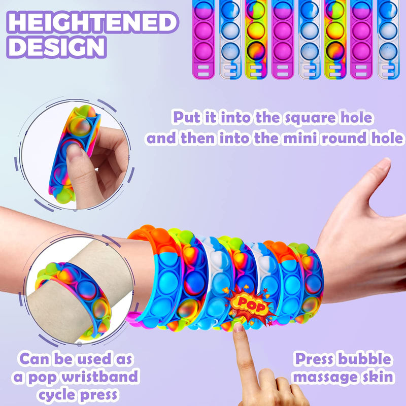YOGINGO 3 PCS Pop Bracelet it Fidget Toys Pack, Fidget Bracelet Party Gifts, Decompression Wristband with Autistic & ADHD, Fidget Wristband as Return Gifts for kids, Fidgets Novelty Girls - Gift Guide
