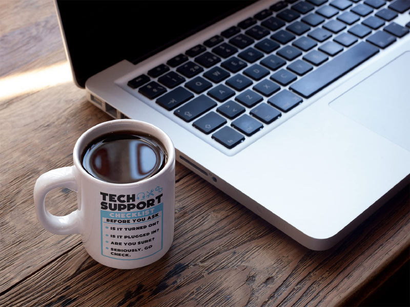 HotScamp Tech Support Checklist Funny Sysadmin - Mug for Tea Coffee - IT Department Technical One Size White