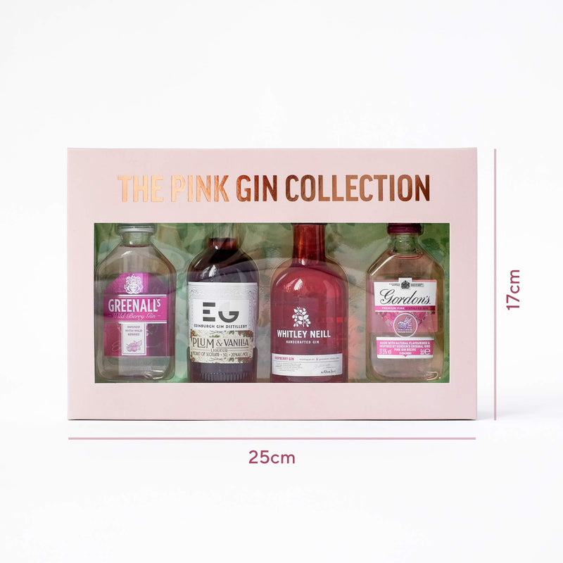 Pink Gin Gift Set - Christmas Gifts for Women, 4x5cl Whitley Neill Raspberry, Gordons Pink Gin, Edinburgh Plum & Vanilla, The Lakes Rhubarb & Rosehip Flavoured Gin Liqueurs - Womens Gifts, Birthday