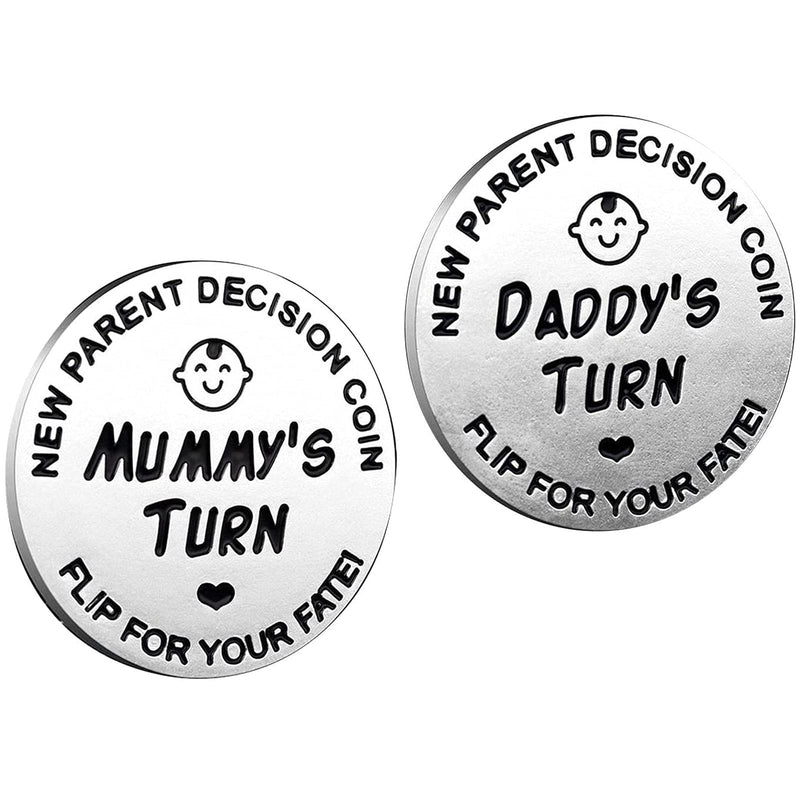 huishi Funny Decision Coin for New Parents，Gifts for Mum Dad，Newborn Baby Gifts，Flip Coin Decision，Mother's Day, Baby Shower Gift，Birthday, Anniversary, Stainless Steel (Silver) - Gift Guide