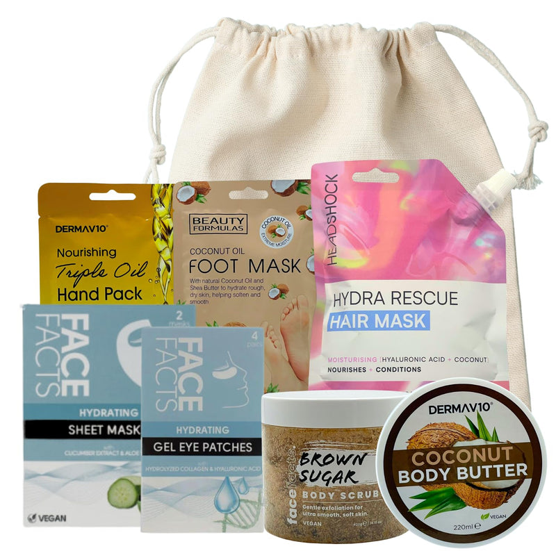 Ultimate Head-to-Toe Self-Care Spa Kit for Women – Pamper Gift Set with Body Butter, Hair Mask, Body Scrub, Face Mask, Eye Patches, Hand Mask, and Foot Mask Bundle