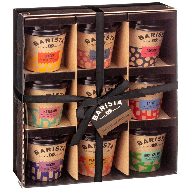 Coffee Gifts - Instant Coffee Hamper | 9X Flavours Mini Travel Takeout Cups | Irish Cream, Salted Caramel, Latte, Mocha and More- Christmas Gifts for Men Women | Drink Gift for Coffee Lover Gift tag - Gift Guide