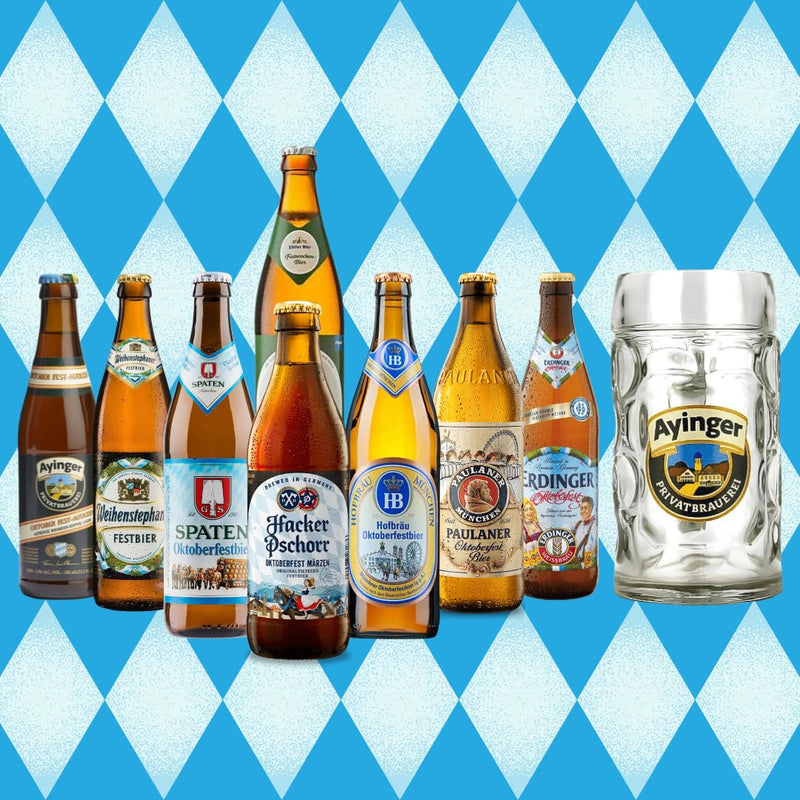 Oktoberfest German Craft Beer Mixed Case 8 Pack with Ayinger Stein - Beers and Lagers Offers Mens Gifts for Birthday Gifts for Men Adults Hampers for Men and Women, Craft Beer Gift Set - Gift Guide