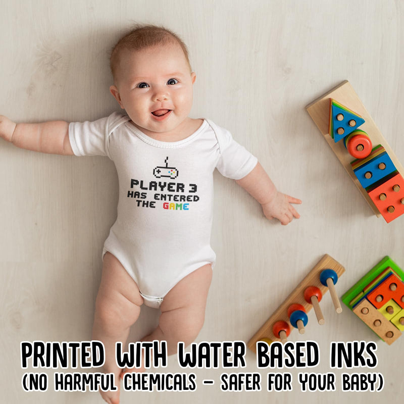 ART HUSTLE Player 3 Has Entered The Game Short Sleeve Bodysuit/Baby Grow For Baby Boy Or Girl (White, 0-3m) - Gift Guide