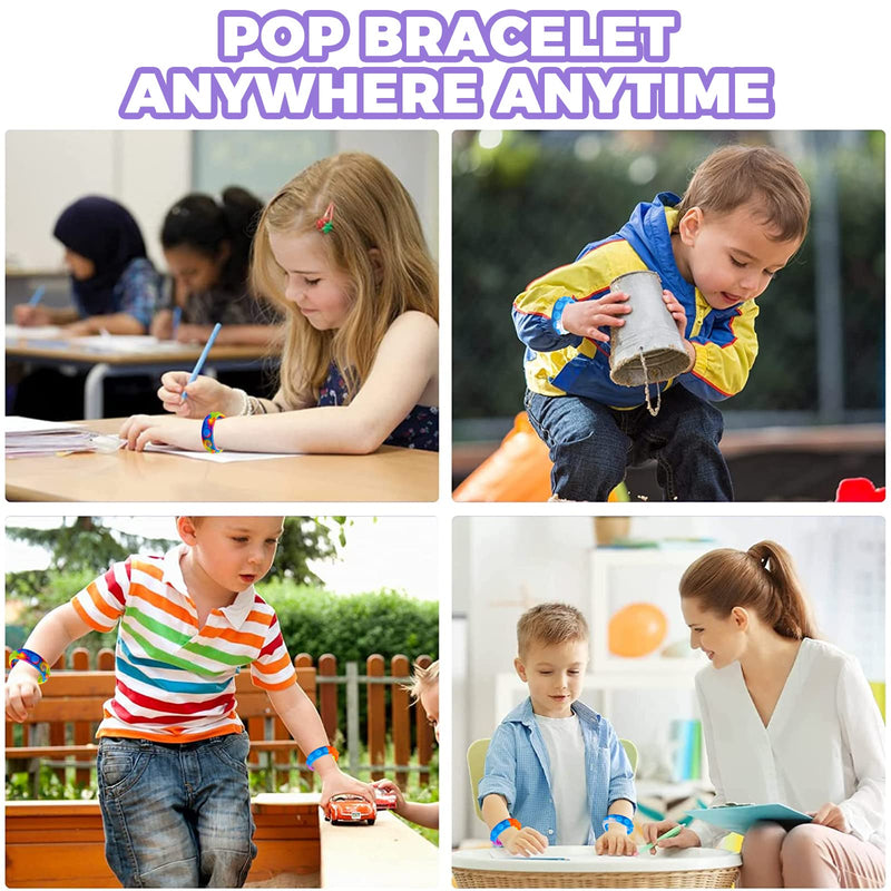 YOGINGO 3 PCS Pop Bracelet it Fidget Toys Pack, Fidget Bracelet Party Gifts, Decompression Wristband with Autistic & ADHD, Fidget Wristband as Return Gifts for kids, Fidgets Novelty Girls - Gift Guide
