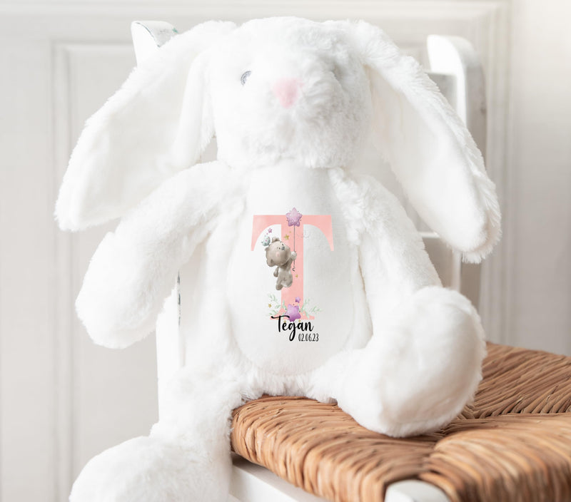 Crafted Memories - Personalised Bunny Rabbit | Customisable Teddy for Kids | Christening Keepsake for Girls & Boys | Godchild & Goddaughter Present | 26-34cm, Grey or White - Gift Guide
