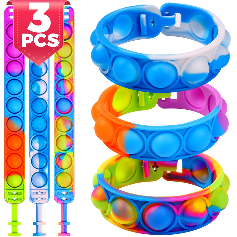 YOGINGO 3 PCS Pop Bracelet it Fidget Toys Pack, Fidget Bracelet Party Gifts, Decompression Wristband with Autistic & ADHD, Fidget Wristband as Return Gifts for kids, Fidgets Novelty Girls - Gift Guide