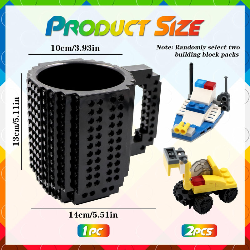 HUISHENG Brick Mug Sets, Coffee Cup, Valentines Easter Fathers Day Birthday Present Christmas Santa Gifts for Men Dad Him Kids Adult Boy Girl Teacher Friend (Black)