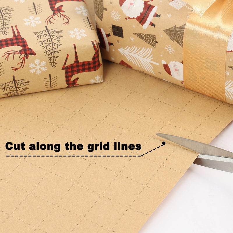 EDWINENE Christmas Wrapping Paper - 5x 3M Roll Christmas Wrapping Paper Gift Roll for Gift Boxes Gift Wrapping Christmas Decoration (43 x 15M) (Natual Kraft) - Gift Guide
