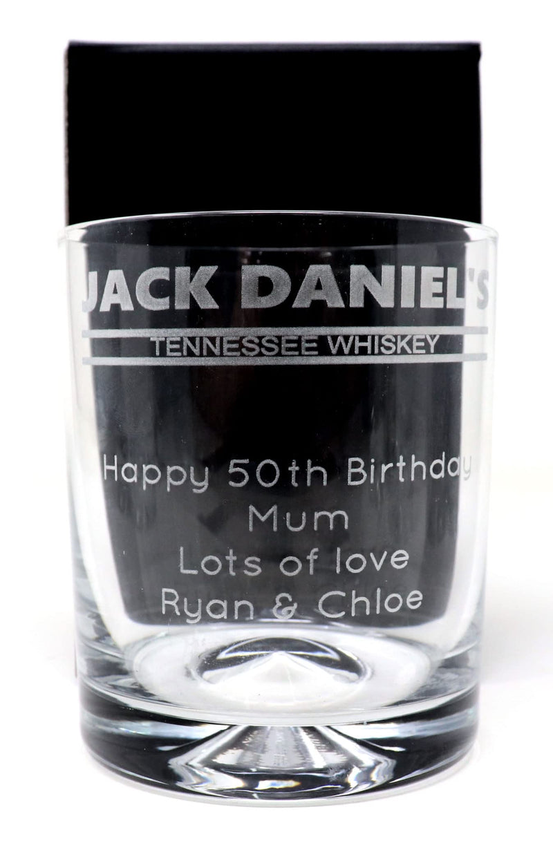 Personalised JD Premium Alcohol Gift Hamper Basket with Engraved Glass Gift Set For Dad & Grandad on his Birthday & Christmas | 40th Birthday Gift | 40% vol