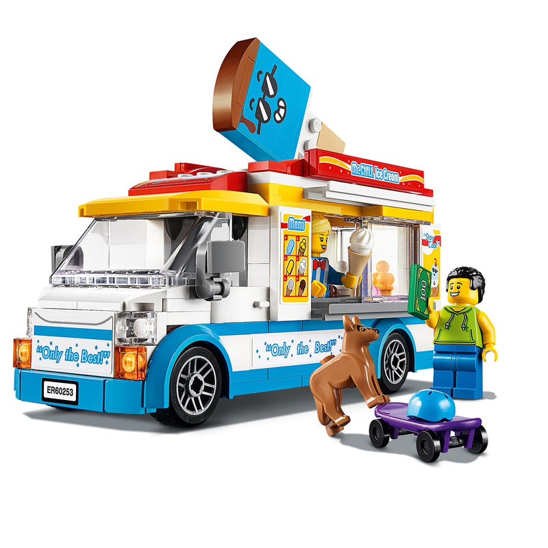 LEGO City Ice-Cream Van 60253 Playset, Featuring an Ice-Cream Van, Ice-Cream Lady and Skateboarder Minifigures, and a Cute Dog Figure; Great Gift for Kids (200 Pieces)