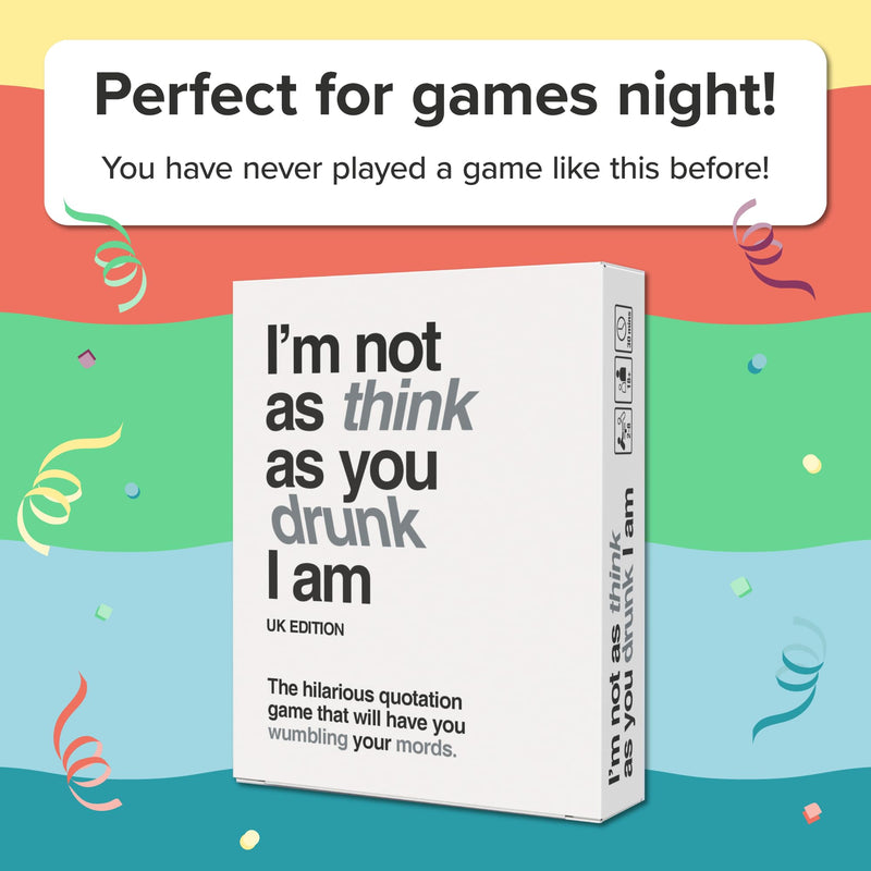 13th Floor Games I’m Not As Think As You Drunk I Am - Quotation Memory Card Game for Adults - Drinking Game For Adults Party - Card & Board Games 2-8 Players, 30min, Ages 18+