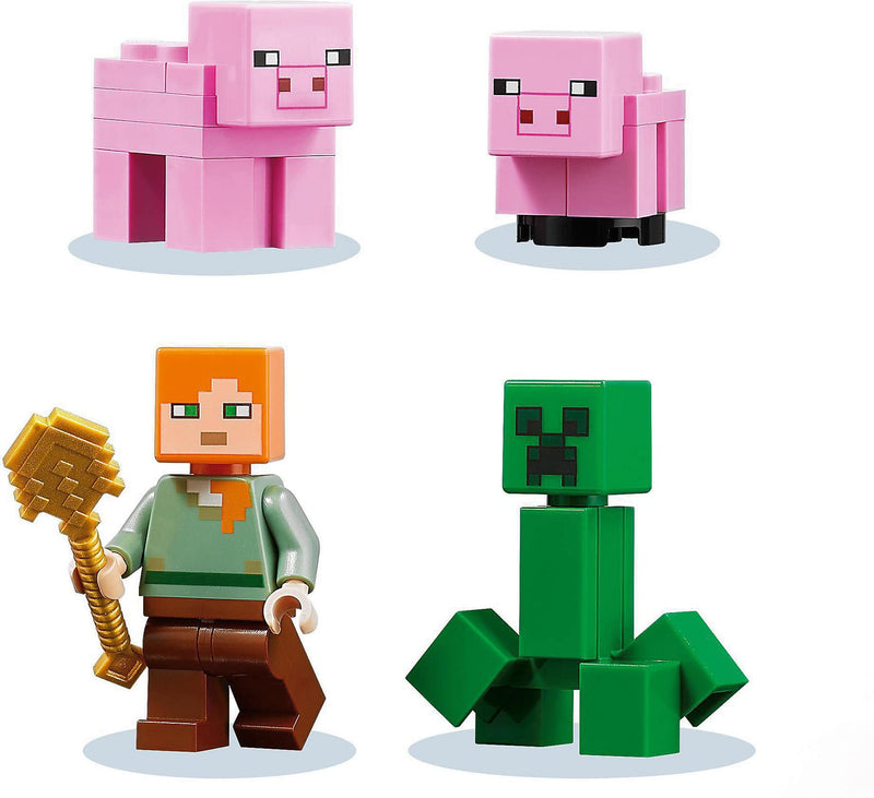 LEGO 21170 Minecraft The Pig House, with Alex, Creeper and 2 Pig Figures, Animal Building Toy, Birthday Gift Idea for Kids, Boys & Girls Aged 8 Plus Years Old