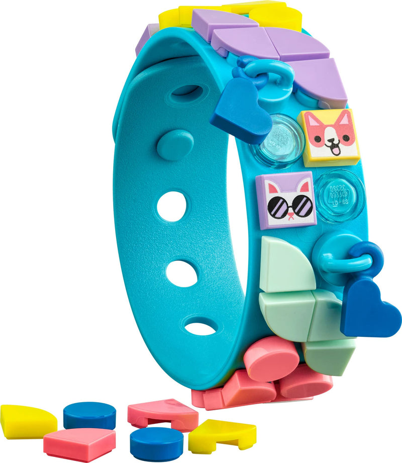 LEGO DOTS My Pets Bracelet 41801, Jewelry Making Kit for Girls and Boys with Dangling Charms, DIY Creative Toy Craft Set, Animal Theme with Kitty and Corgi Accessories, Small Gift Idea for Kids Age 6+