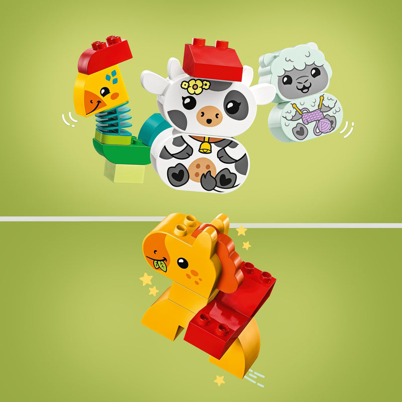 LEGO DUPLO My First Animal Train Toy for Toddlers, Creative Bricks Learning Set with Rooster, Horse, Lamb & Cow Farm Animals, Birthday Gift for Nature-Loving Boys & Girls Aged 1.5 Plus Years Old 10412