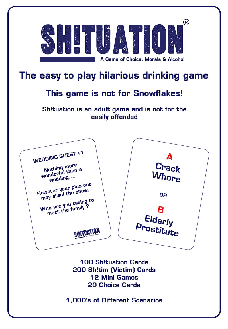 Shituation Fun Adult Drinking Game - Hilarious Party Games - Ideal For Funny Nights In With Friends, Dinner Parties, Students, Predrinks and Zoom parties.