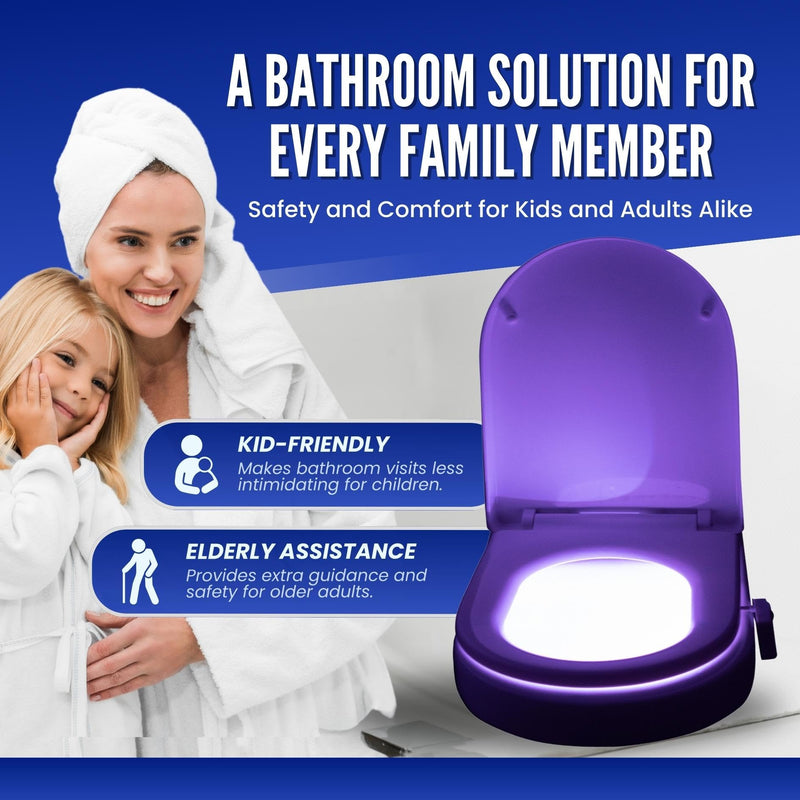 CUQOO Motion Sensor Toilet Night Light – 10 Colour LED | Hygienic, Battery Operated, Universal Fit | Easy Installation & Wide Angle Sensor | Smart New Home Gifts for Bathroom