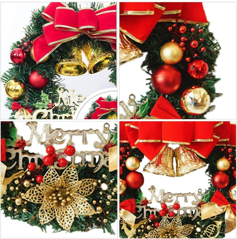 30cm Christmas Garland Wreath,Merry Christmas Wreath Front Door Ornament,Christmas Wreath Decorative Hanging Ornament Window Door Wreath for Party Holiday Décor - Gift Guide