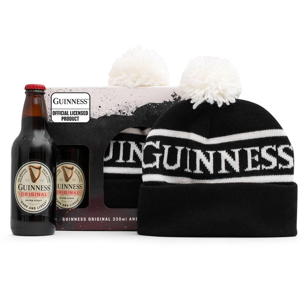 Guinness Gifts for Men, Beer Gift Set - Official Guinness 330ml 4.2% ABV & Guinness Bobble Hat - Alcohol Gift Sets for Men, Gifts for Him, Dad Birthday Gifts, Christmas - Gift Guide