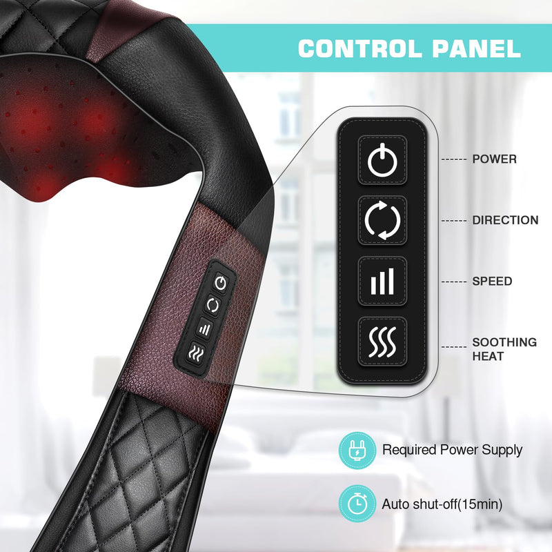 Neck Massager Back Massager with Heat - Shiatsu Neck Massager Present, Gifts for Women/Men/Mom/Dad -Deeper Tissue Kneading Massage Pillow for Neck, Back, Shoulder, Leg, Foot, Body Relieve Muscle Pain