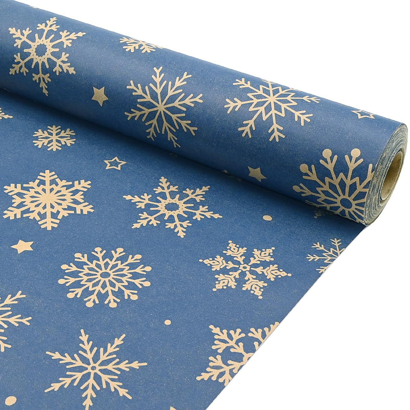 43cm *15m Christmas Snowflakes Wrapping Paper Roll,Topeedy Blue Recycle Gift Wrapping Paper,Suitable for Birthday,Christmas,Wedding,Festival Gift Decorations-snowflake - Gift Guide