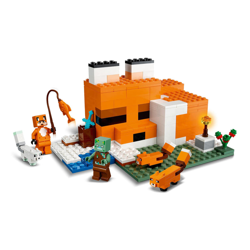 LEGO 21178 Minecraft The Fox Lodge House, Animal Toys, Birthday Gifts for Kids, Boys and Girls age 8 plus Years Old, with Drowned Zombie Figure