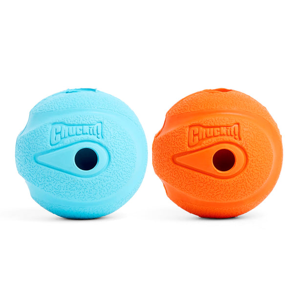 ChuckIt! The Whistler Ball, Durable High Bounce Rubber Dog Ball, Launcher Compatible, Orange & Blue, Medium, 2 Pack - Gift Guide