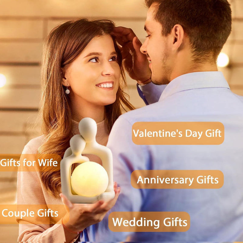 Noetoy Gifts for Girlfriend Boyfriend,Romantic Couple Statue Night Light,Wedding Gifts for Couple,Engagement Valentine's Day Present Modern Ornaments for Bookshelf Bedroom Living Room - Gift Guide