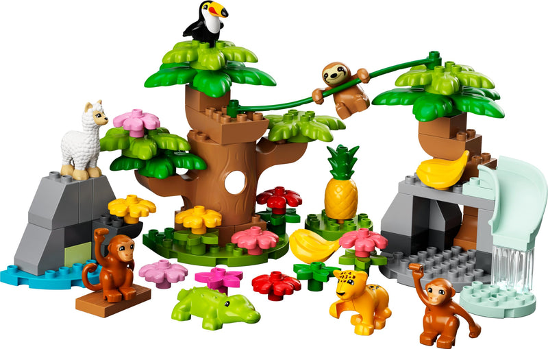 LEGO 10973 DUPLO Wild Animals of South America Set, Early Learning Toys for Toddlers, Girls & Boys Aged 2 Plus with 7 Toy Animal Figures & Jungle Playmat