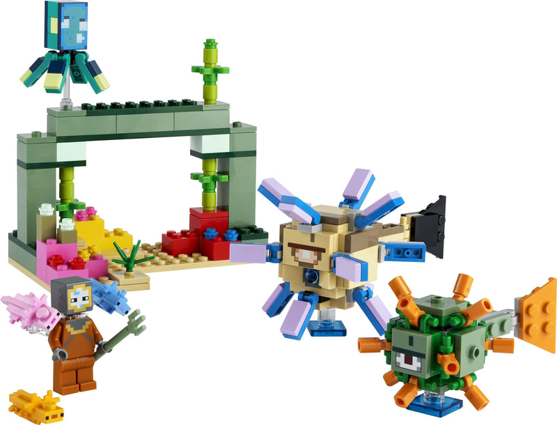 LEGO 21180 Minecraft The Guardian Battle Set, Coral Fish Toy, Gifts for Kids, Boys and Girls Age 8 Plus with Mobs Figures