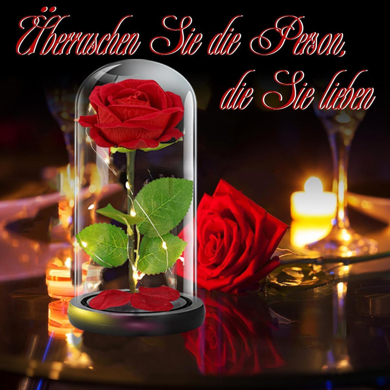 LAMTOR Glass Rose Flower Gifts for Women,Rose in Glass Dome,Artificial Flower Gifts for Mom,Valentines Day Rose Gifts Ideas for Her, Wife,Anniversary,Birthday,Christmas Rose Gifts for Mom