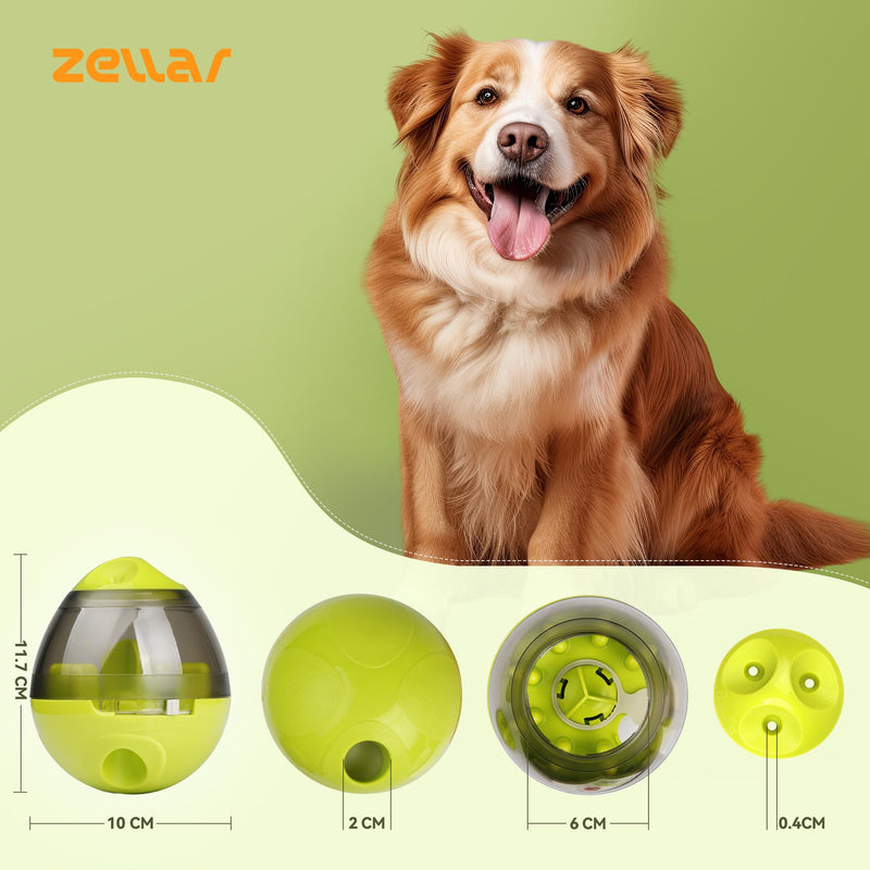 Zellar Treat Dispensing Dog Toy - Dog Treat Ball/Food Dispenser/Interactive Toys/Slow Eating Treat Ball for Small Medium Dogs and Cats (Green) - Gift Guide