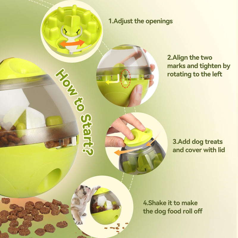 Zellar Treat Dispensing Dog Toy - Dog Treat Ball/Food Dispenser/Interactive Toys/Slow Eating Treat Ball for Small Medium Dogs and Cats (Green) - Gift Guide