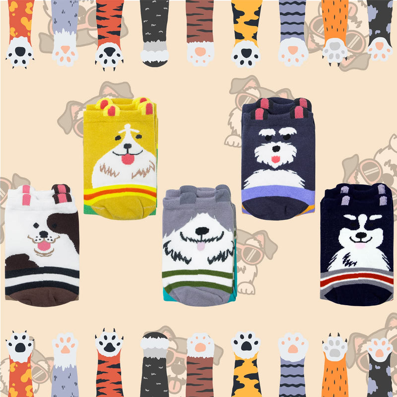 Justay Comf 5 Pairs Women Socks Animal Cat Dog Socks Funny Cute Socks Gift for Ladies Socks Novelty One Size Black