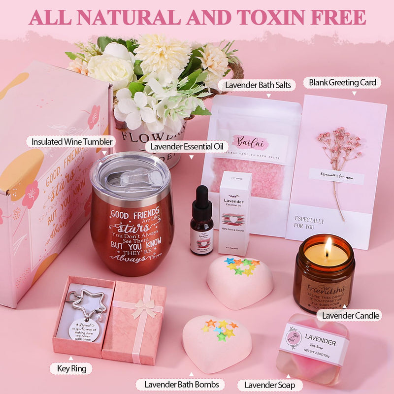 Bath Sets Friendship Gifts for Women Best Friends, Unique Skin Care Pamper Hampers Kit Pamper Gifts Self Care Package for Friend, Relaxation Birthday Gifts Ideas for Women Best Friends Sister Bestie