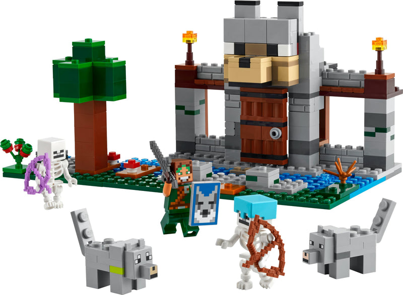 LEGO Minecraft The Wolf Stronghold Fortress Set, Building Toy for 8 Plus Year Old boys & Girls, Incudes Crafting Table, 2 Skeleton and Wolf Figures for Castle Action, Birthday Gift for Kids 21261