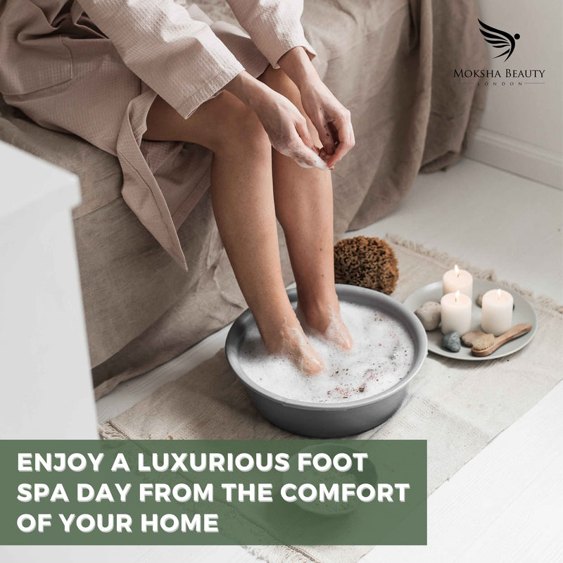 Foot Spa Gift Sets - Foot Care Pampering Gift Set | Mint and Lemon Foot Scrub, Foot Lotion, Foot Mask, Pumice Stone