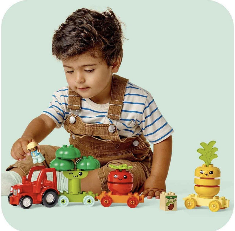 LEGO 10982 DUPLO My First Fruit and Vegetable Tractor Toy, Stacking and Colour Sorting Toys for Babies and Toddlers aged 1 .5-3 Years Old, Educational Early Learning Set