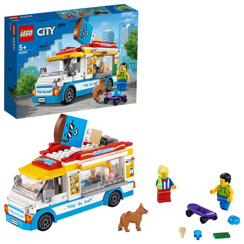 LEGO City Ice-Cream Van 60253 Playset, Featuring an Ice-Cream Van, Ice-Cream Lady and Skateboarder Minifigures, and a Cute Dog Figure; Great Gift for Kids (200 Pieces)