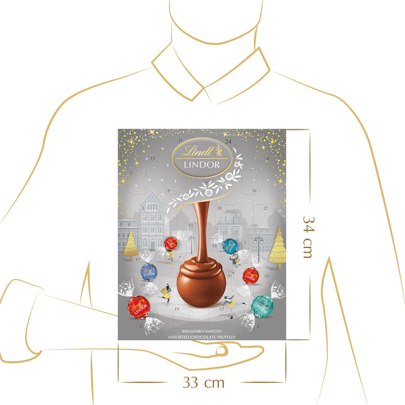 Lindt Lindor Assorted Chocolate Christmas Advent Calendar 2024 | Large 297g | A delicious Assortment of Milk, Salted Caramel, Coconut, Milk and White Truffles for Him and Her | For Adults and Kids - Gift Guide